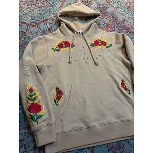 Teddy Fresh Hoodie Rose Flame Embroidered Rhinestone cowboy Studded Streetwear